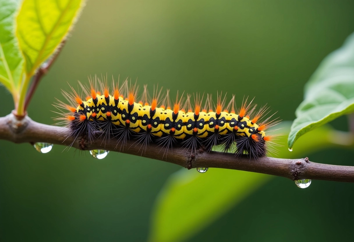 chenille jaune et noire